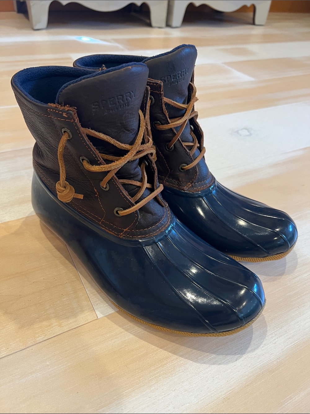 Sperry Navy and Brown Women's Duck Boots